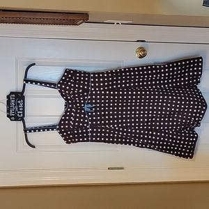 R&K Originals Sundress 16 Brown White Teal Squares